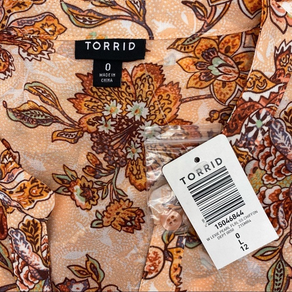 Torrid Lexie Hi-Low Babydoll Chiffon Floral Top - Picture 10 of 12